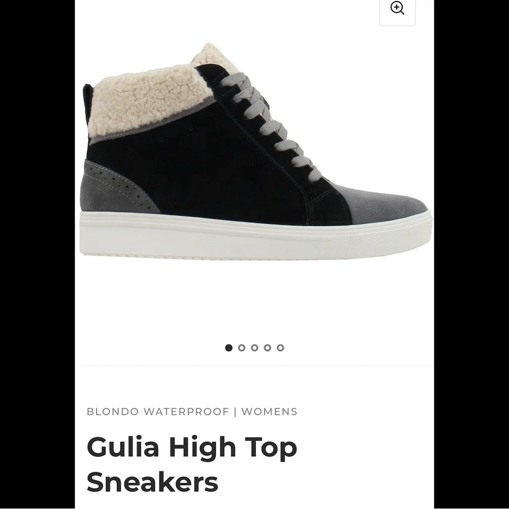Blondo Guila high top faux fur collar suede sneakers black /gray 7.5 M